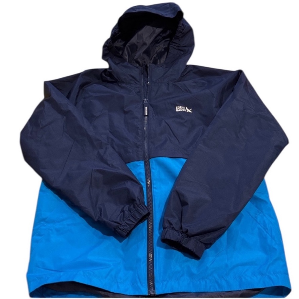 Eddie Bauer 3 in 1 Boys Winter Jacket Coat Hood Large Fleece Liner Navy Blue EUC
